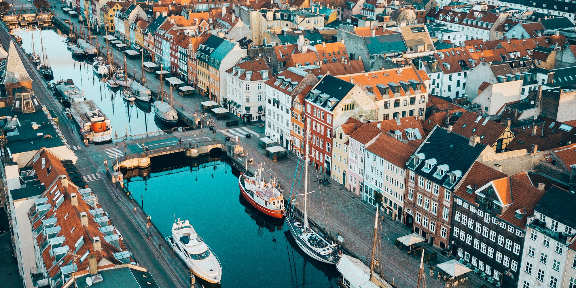 Aerial view of Nyhavn, Copenhagen